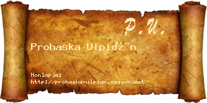 Prohaska Ulpián névjegykártya